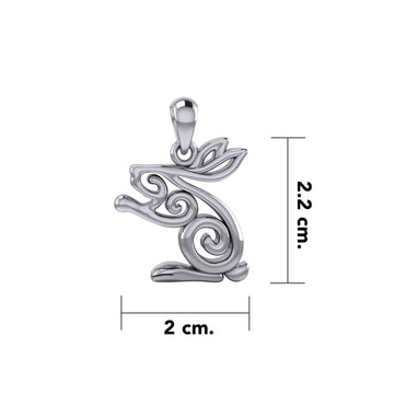 Celtic Spiral Rabbit or Hare Silver Pendant TPD6037 - Jewelry